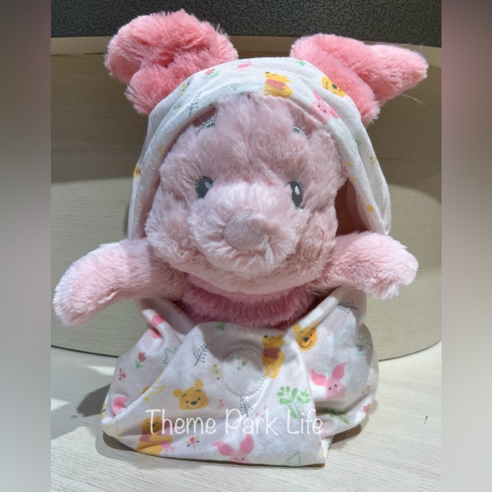 Disney Parks Winnie the Pooh PIGLET Babies Baby Blanket Swaddle Plush Toy NEW